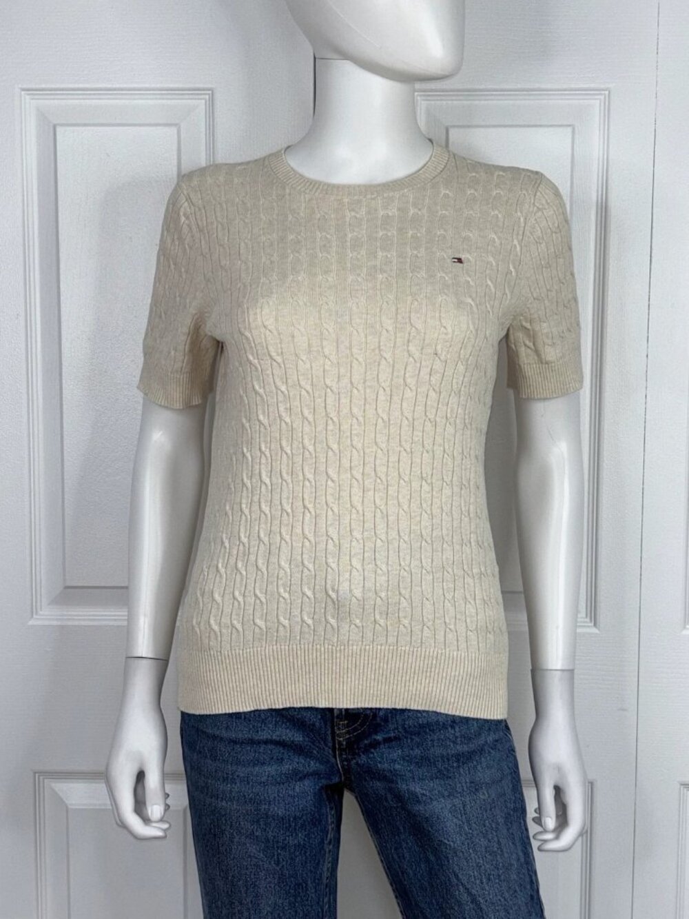 TOMMY HILFIGER women's short-sleeved knit sweater small